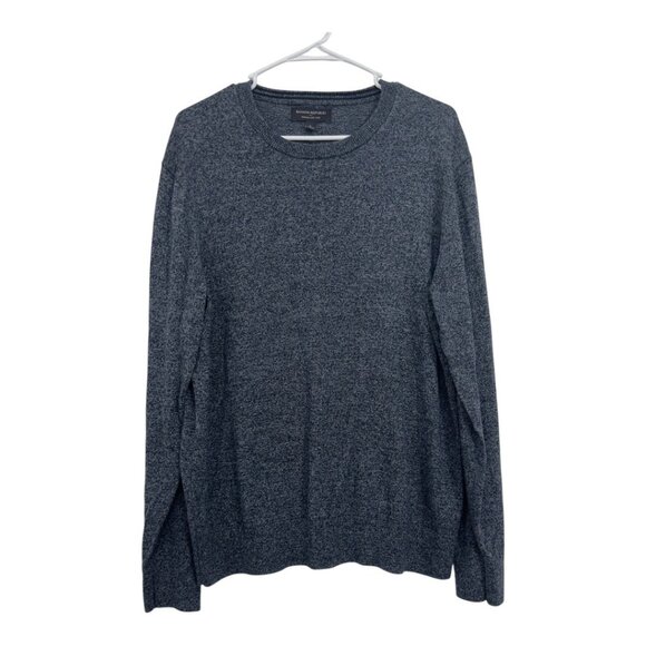 Banana Republic Men Premium Luxe Yarn Black-Gray Sweater SZ L Pullover Crew Neck - Picture 12 of 14